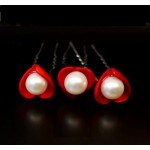 Ac metalic pentru par AC069 Flori Argintii cu perla